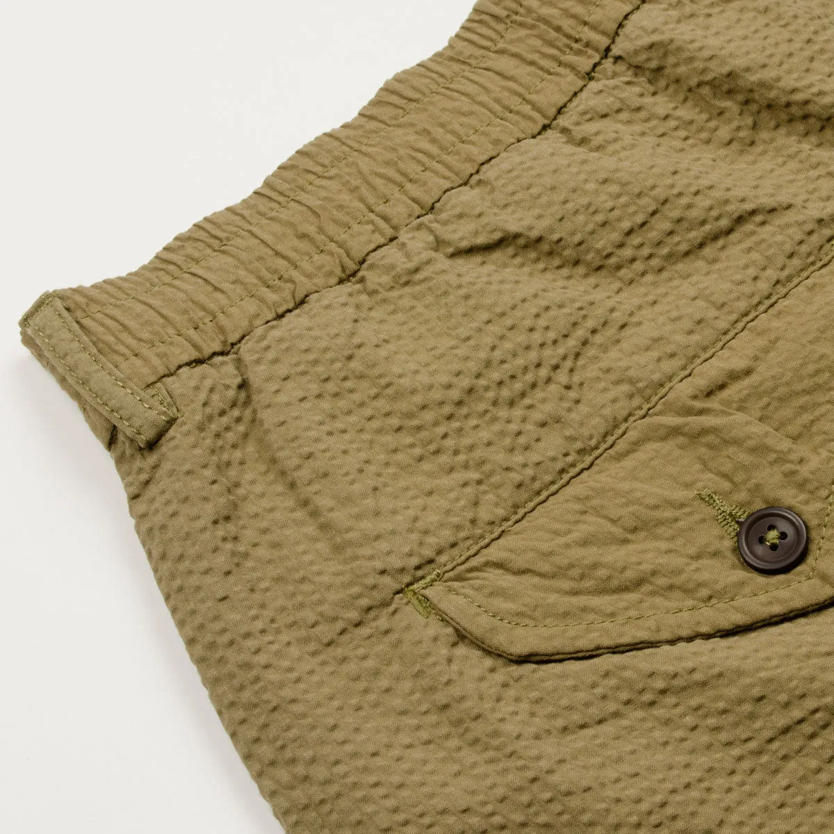 Universal Works - Pleated Track Pant Cotton Seersucker - Olive