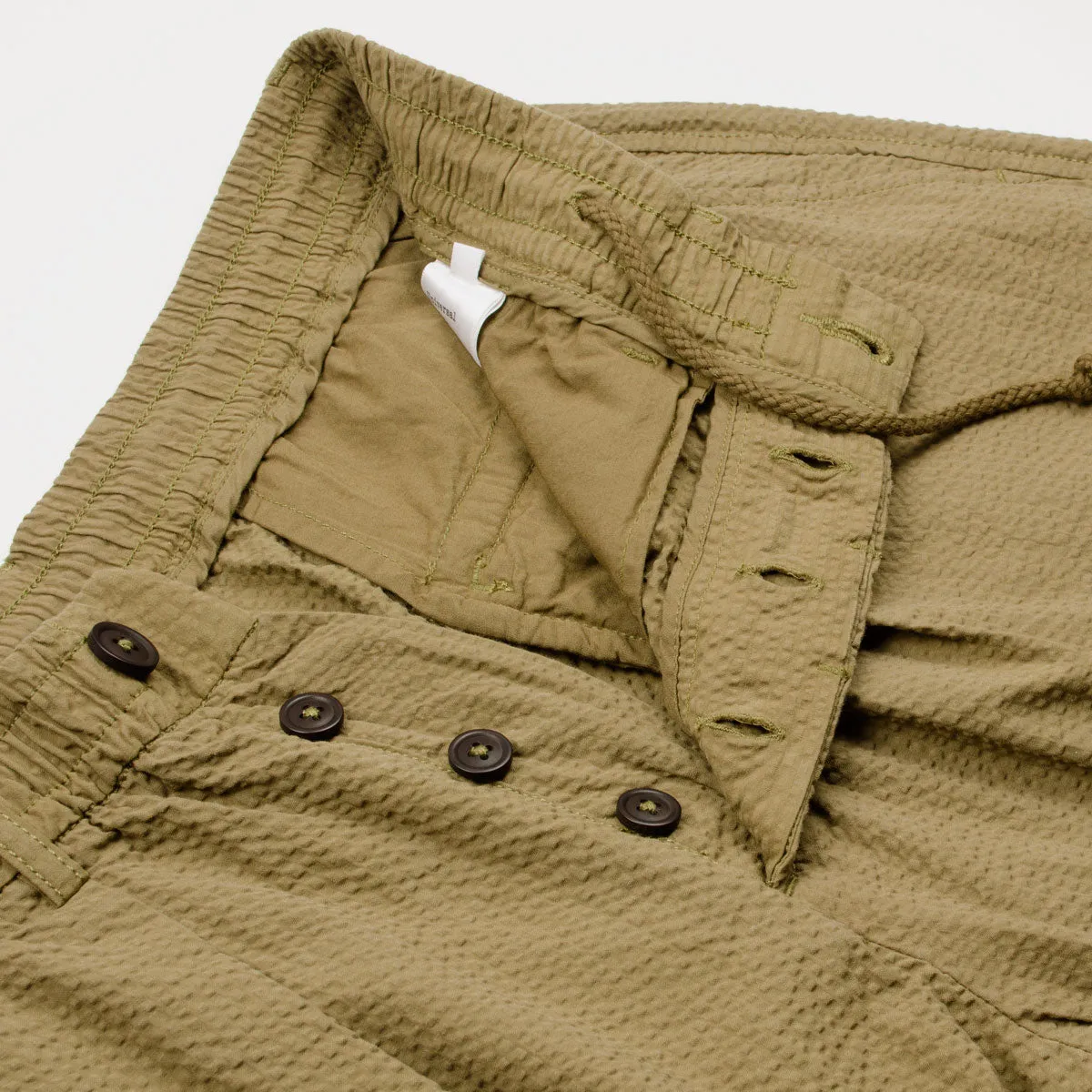 Universal Works - Pleated Track Pant Cotton Seersucker - Olive