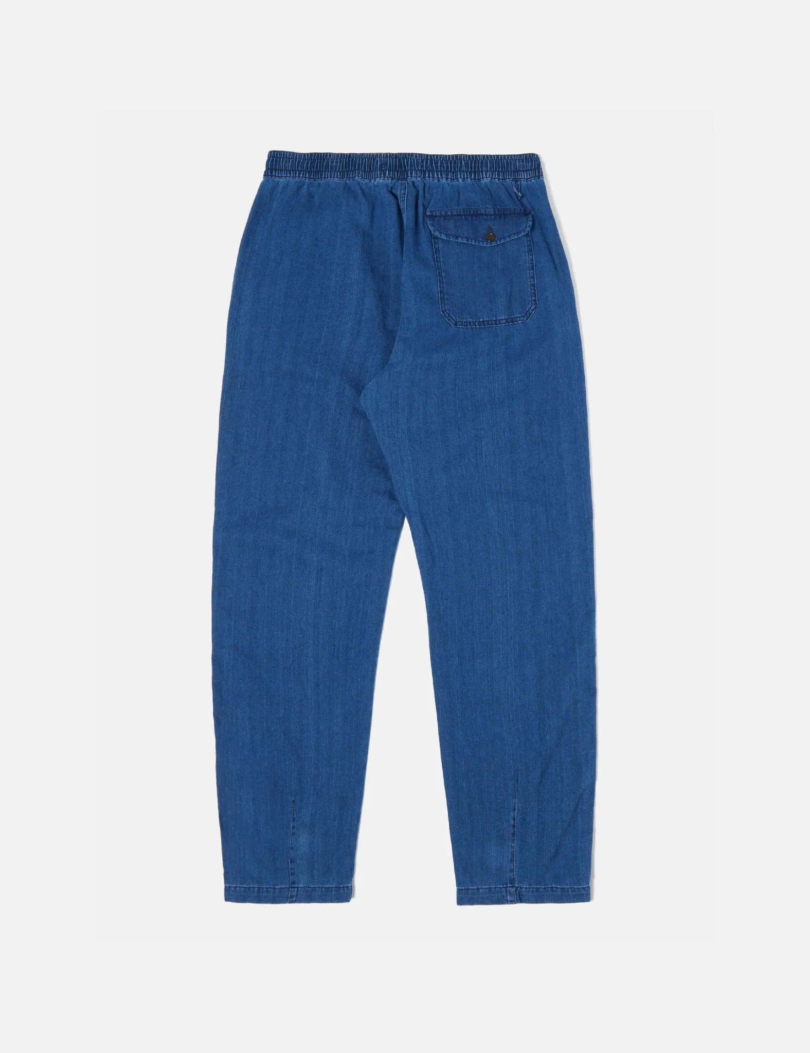 Universal Works Pleated Track Pant (Herringbone Denim) - Faded Indigo