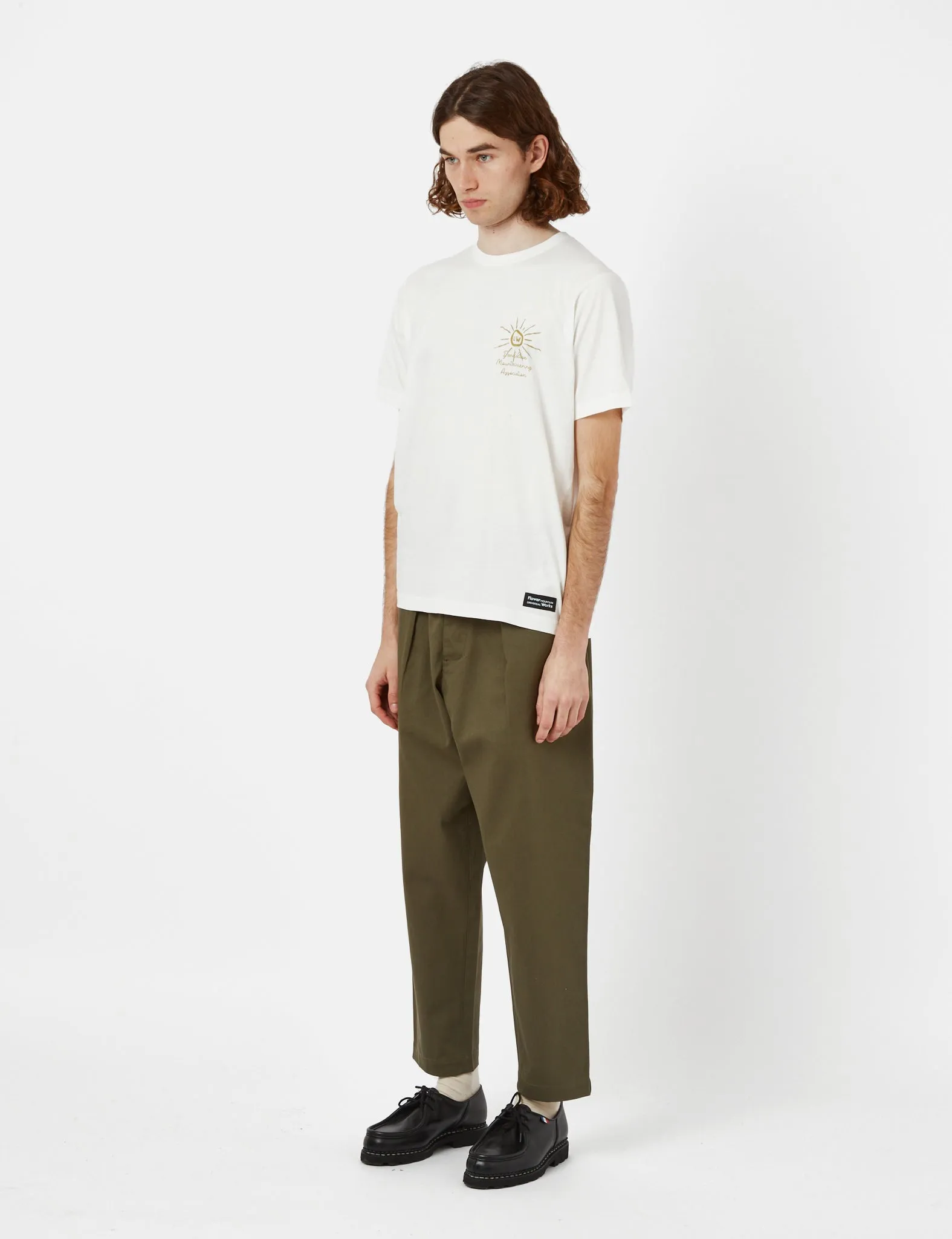 Universal Works Pleated Track Pant (Relaxed) - Light Olive Green