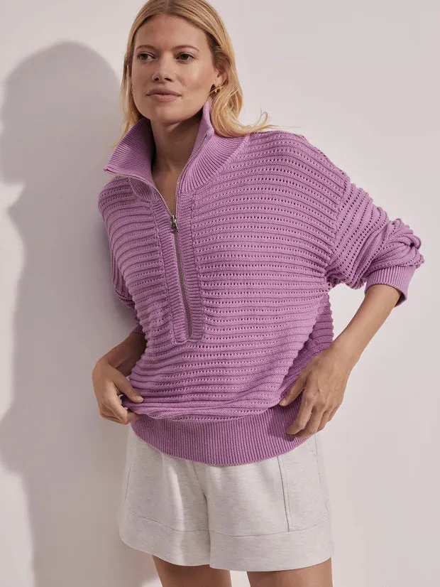 Varley Tara Pointelle Half Zip - Smokey Grape