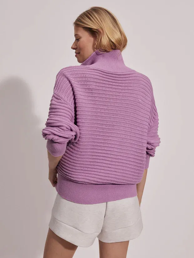 Varley Tara Pointelle Half Zip - Smokey Grape