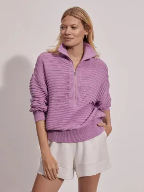 Varley Tara Pointelle Half Zip - Smokey Grape