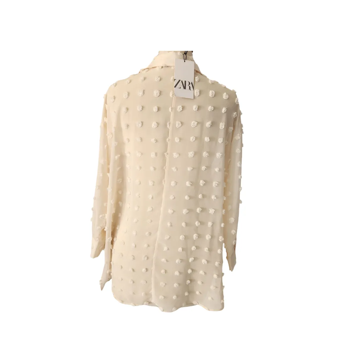 ZARA Cream Sheer Collared Shirt | Brand New |