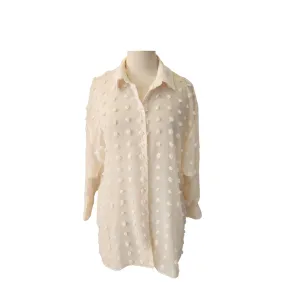 ZARA Cream Sheer Collared Shirt | Brand New |