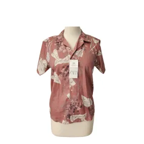 ZARA Pink Printed Short-sleeves Collared Shirt | Brand New |